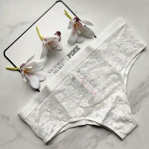 NWT PINK VICTORIA'S SECRET WEAR EVERYWHERE LACE CHEEKSTER PANTY IN WHITE SIZE LA